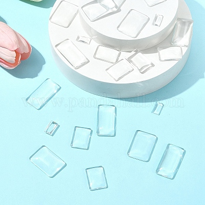 32 шт. 4 стиля прозрачных прямоугольных стеклянных кабошонов GGLA-FS0001-05-1