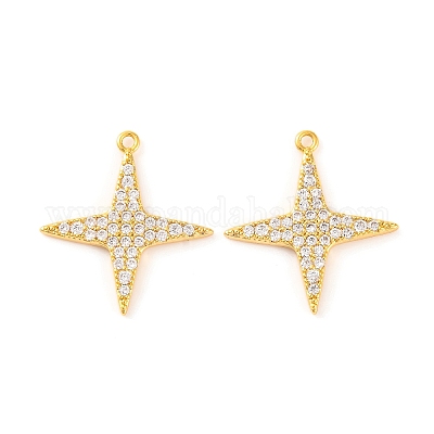 Латунные микропаве прозрачные подвески с фианитом KK-U017-10C-G-1