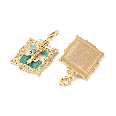 Подвески из латунного стекла разного цвета KK-Q030-05B-G-1