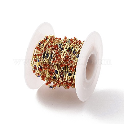 Настоящие овальные и плоские круглозвенные цепи из латуни с покрытием из 18-каратного золота CHC-F844-10A-1