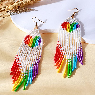 Серьги-сердечки из богемского стекла EJEW-C129-02B-1