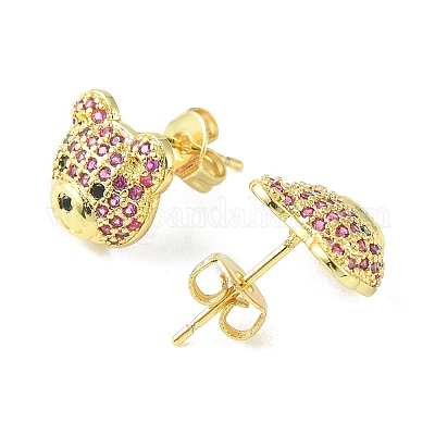 Серьги-гвоздики с кубическим цирконием EJEW-F312-01G-1