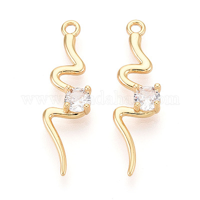 Латунные микропаве прозрачные подвески с фианитом KK-T078-01G-06-1