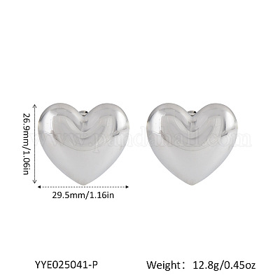Серьги-гвоздики в форме сердца из нержавеющей стали 304 ME6612-2-1