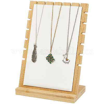 Бамбуковые стенды-органайзеры для ожерелья с наклонной спинкой NDIS-WH20007-01B-01-1
