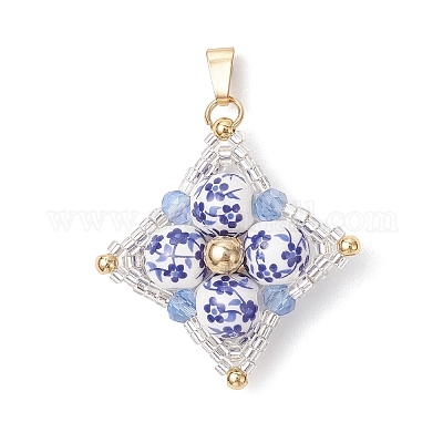 Подвески из фарфора и керамики с цветочным принтом ручной работы&nbsp;PALLOY-MZ01252-1