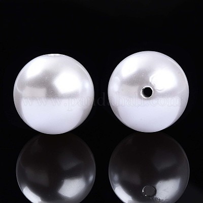 Круглый абс пластиковый имитация жемчужные бусины OACR-R053-01-1