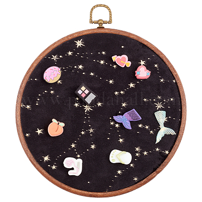 Плоские круглые настенные броши-органайзеры из полиэстера и акрила AJEW-WH20006-30A-1