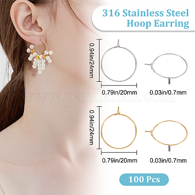Wholesale Beebeecraft 100Pcs 2 Styles 316 Surgical Stainless Steel
