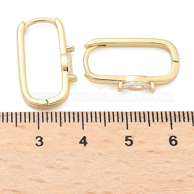 Прямоугольные серьги-кольца из латуни с микропаве из прозрачных кубических цирконий EJEW-Z102-23G-1