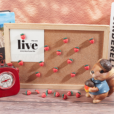 Булавки для карт из непрозрачной смолы с клубникой AJEW-AB00158-1