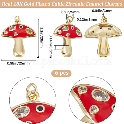 6 шт. подвески с осенней тематикой из настоящей латуни с покрытием из 18-каратного золота и микропаве из кубических цирконий ZIRC-BBC0002-34-1
