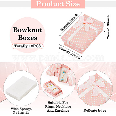Картонные подарочные коробки для ювелирных изделий в горошек с бантом CON-TAC0001-10A-1