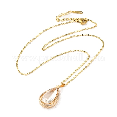 Ожерелье с кулоном из кубического циркония NJEW-E106-18KCG-01-1