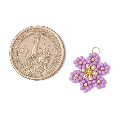 Подвески-цветы из стеклянных бусинок PALLOY-MZ00712-1