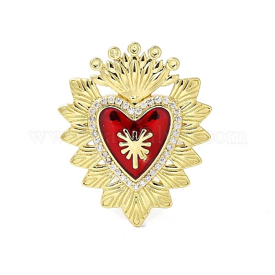 Кольца-манжеты из латуни с микропаве из кубического циркония «священное сердце» RJEW-H236-01G-02-1