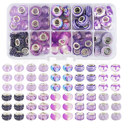 62 шт. 10 стиля европейских бусин со стразами из смолы и полимерной глины RESI-TA0004-07-1