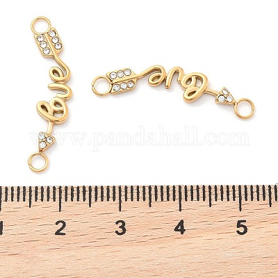 Подвески-шармы из нержавеющей стали 304 с кристаллами и стразами в виде слова «любовь» STAS-Q340-07G-1