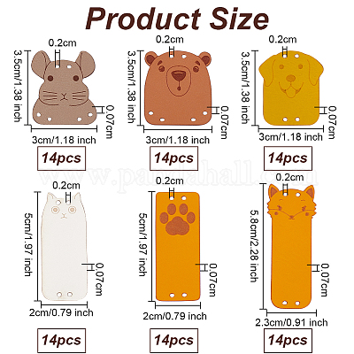 84 шт. 6 стиля этикеток из искусственной кожи FIND-OC0003-73-1