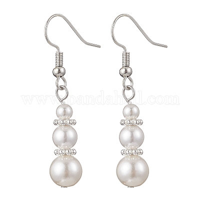 Круглые серьги-подвески с жемчужными бусинами EJEW-JE06475-1