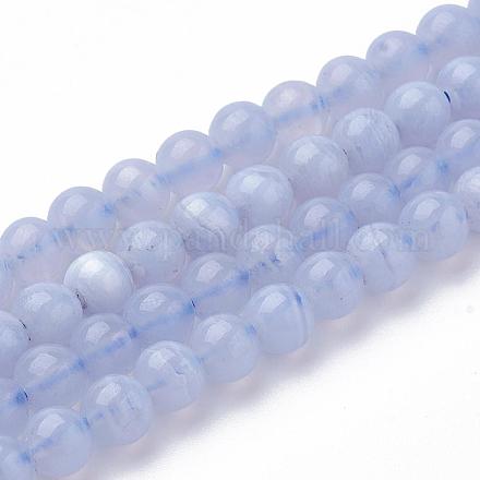 Натуральный голубой халцедон шарик нити X-G-R193-02-4mm-1