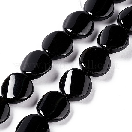 Natural Black Stone Beads Strands G-O120-15-1