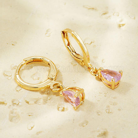 Модные парные сверкающие серьги-кольца из стерлингового серебра с кубическим цирконием в форме капли воды для повседневного ношения и вечеринок CU5155-1-1