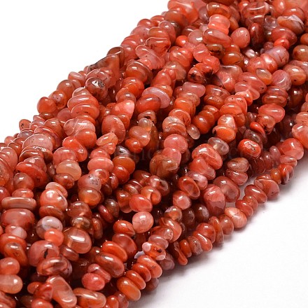 Dyed Natural Carnelian Chip Beads Strands G-E271-74-1