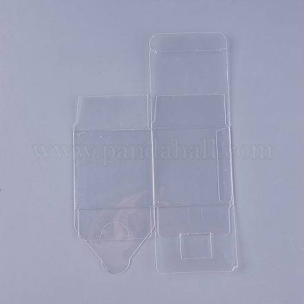 透明なプラスチックポリ塩化ビニール箱のギフト包装  防水折りたたみボックス  正方形  透明  21.4x14x0.1cm  箱：7x7x7センチメートル CON-WH0060-01B-1