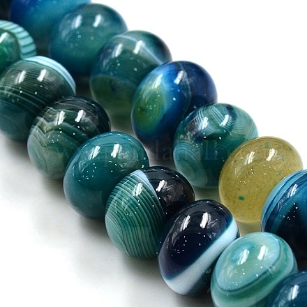 Natural Striped Agate/Banded Agate Rondelle Bead Strands G-E247-37B-1
