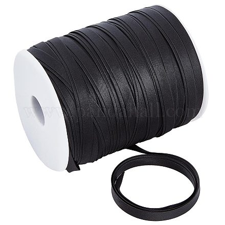 GORGECRAFT 87.5 Yards/ 80m Satin Bias Tape 10mm Double Fold Bias Tape Black Binding Bias Ribbon for Home DIY Garment Sewing Seaming Hemming Piping Quilting Crafts Supplies SRIB-WH0007-09B-1