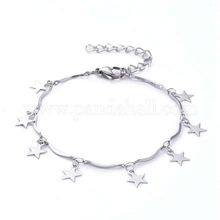 Star 304 Stainless Steel Charm Bracelets BJEW-JB05219-1