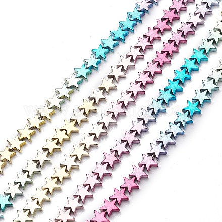 Rainbow Color Electroplate Non-magnetic Synthetic Hematite Beads Strands X-G-L489-I01-1