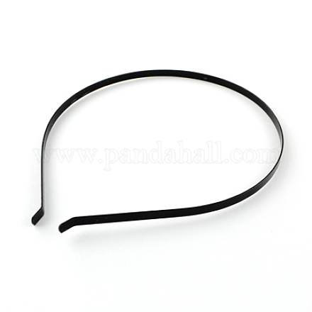 4.5mm Width Plain Black Half Round Face Iron Hair Bands X-OHAR-R072-02-1