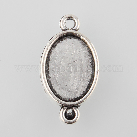 Antique Silver Tibetan Style Alloy Cabochon Connector Settings TIBE-M022-04AS-1