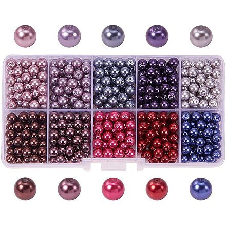 10 цвет 1 коробки 6 мм многоцветные крошечные атласные блестящие стеклянные жемчужные бусины круглые свободные бусины для изготовления ювелирных изделий HY-PH0004-6mm-02-B-1