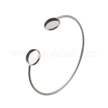 Заготовки для браслетов-манжет из нержавеющей стали 304 с плоскими круглыми подставками STAS-D381-01A-P-1