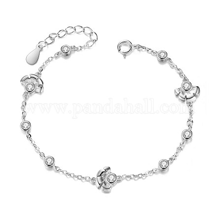 Элегантные серебряные браслеты Shegrace с родиевым покрытием и цирконием 925 проба JB378A-1
