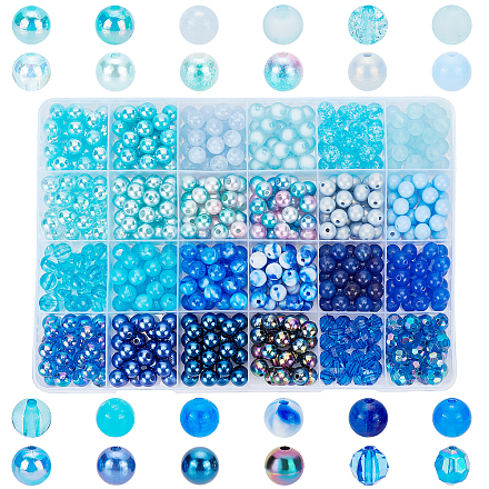 Arricraft 600 pz 24 perle di vetro blu colore DIY-PH0008-25-1