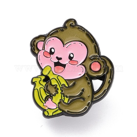 Scimmia con spilla smaltata a banana JEWB-O005-M10-1