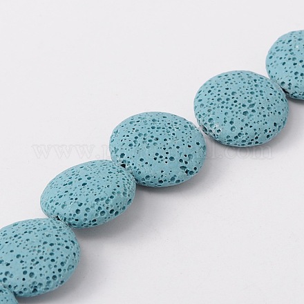 Lentil Dyed Synthetic Lava Rock Beads Strands G-N0103-14-1