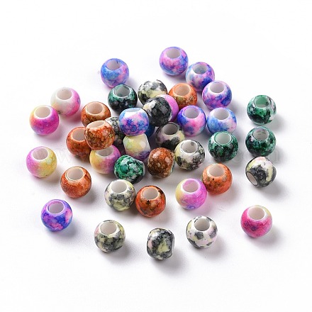 Sprühlackierte europäische Perlen aus undurchsichtigem Acryl ACRP-F002-03-1