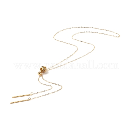 Crystal Rhinestone Rondelle Slider Pendant Necklace with Brass Cable Chains for Women NJEW-JN03816-1