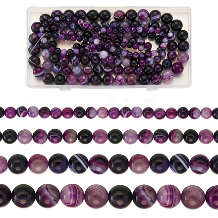 4 brins 4 brins de perles d'agate rayée naturelle/agate à bandes G-TA0001-35-1