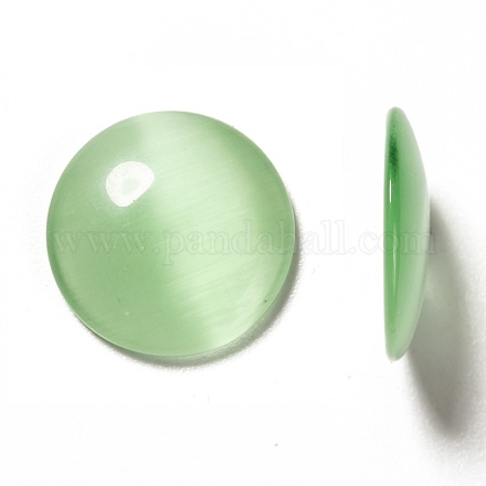 キャッツアイガラスカボション  半円/ドーム  薄緑  直径約16mm  厚さ3mm CE071-16-25-1