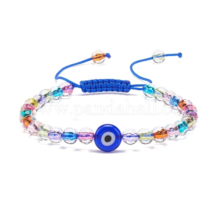 Acrylic Evil Eye & Round Lampwork Braided Bead Bracelet for Women BJEW-JB08379-04-1