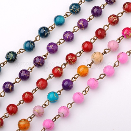 Rondes à la main perles acryliques de banc d'étirage chaînes de colliers bracelets faisant AJEW-JB00052-1