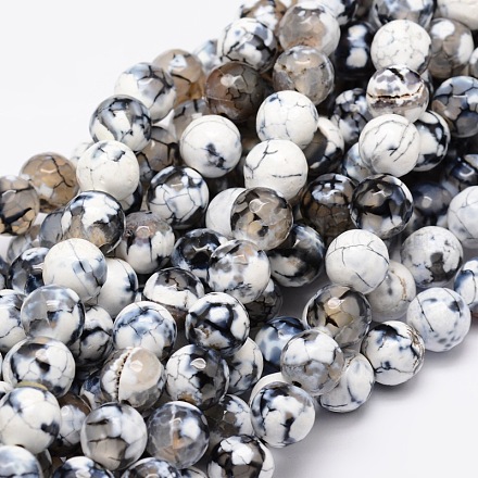 Chapelets de perles rondes à facettes en agate naturelle teintée G-E320C-8mm-07-1
