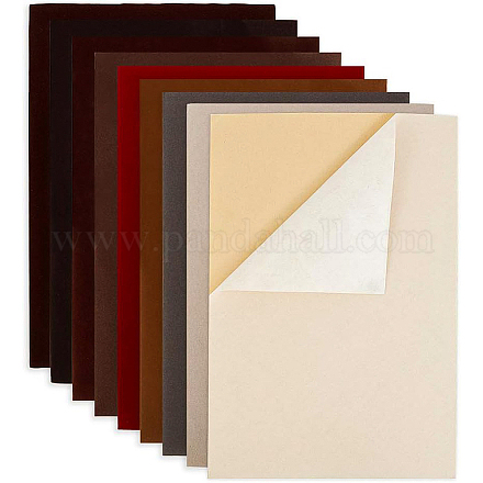 BENECREAT 18PCS 9 Color Velvet Fabric Sticky Back Adhesive Back Sheets DIY-BC0002-45-1