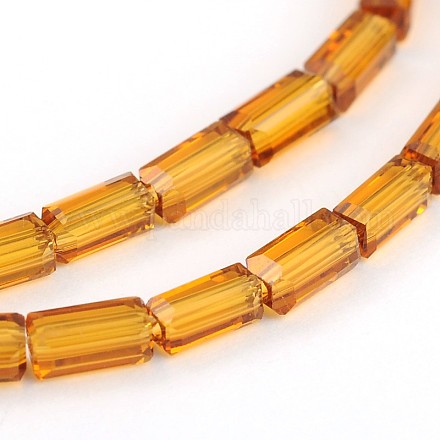 Faceted Cuboid Transparent Glass Bead Strands GLAA-J081-A04-1